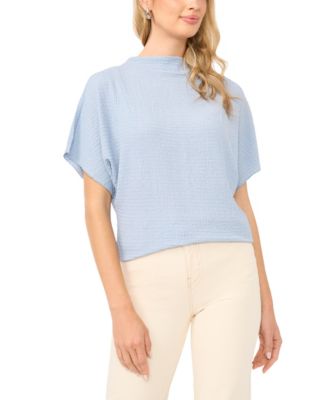 Women's Textured High Neck Wide Sleeve Top