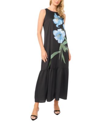Women's Crewneck Drop Waist Tiered Maxi Dress