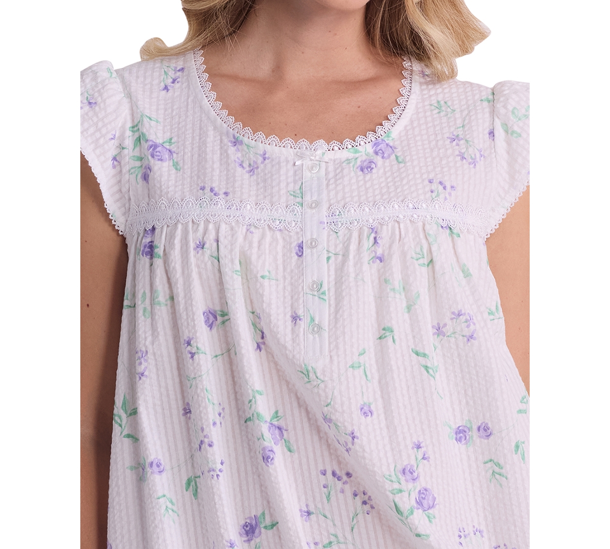 Miss Elaine Women's Short-Sleeve Woven Sleepwear Nightgown