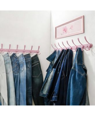 Heavy Duty 29.5" Long 8-Triple Hooks Coat Rack, Pink