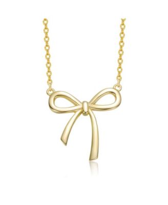 Modern Bow-Tie Shaped Pendant Necklace in 14K Gold Plated