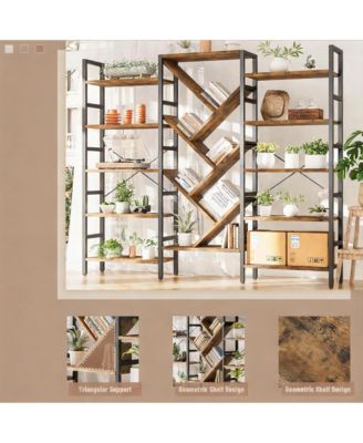 YIGII 70x70" Triple Wide Multifunctional Bookshelf - Modern Tree Design.