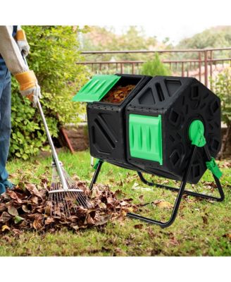 Dual Chamber Compost Tumbler Outdoor Rotating Chamber Compost Bin 34.5 Gallon