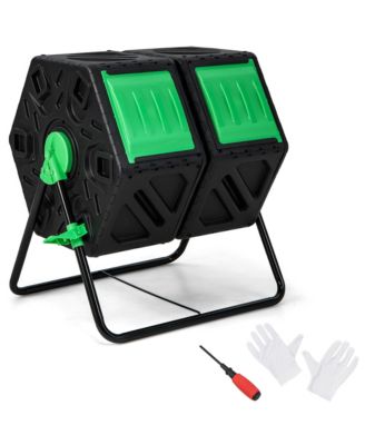Dual Chamber Compost Tumbler Outdoor Rotating Chamber Compost Bin 34.5 Gallon