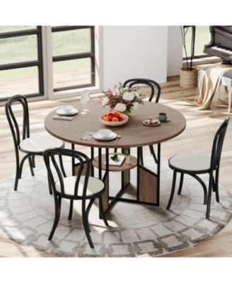 Kitchen Table 47 Inch Round Dining Table for 4-6 Person Farmhouse Kitchen Table