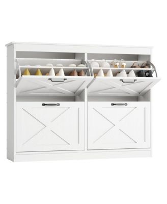 Entryway Shoe Cabinet with 4 Flip Drawers, Wide Shoe Storage Organizer Cabinet, Durable and Stylish, Hidden Freestanding Shoe Rack Cabinet