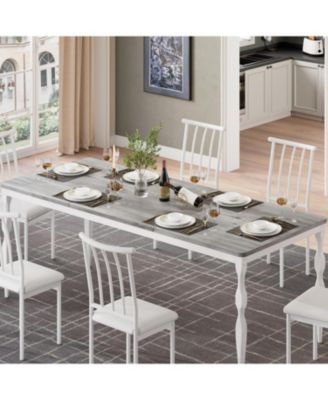 Kitchen Table 71 Inch Farmhouse Dining Table for 6-8 People Rectangular Wood Kitchen Table for Dining Room, Home Office