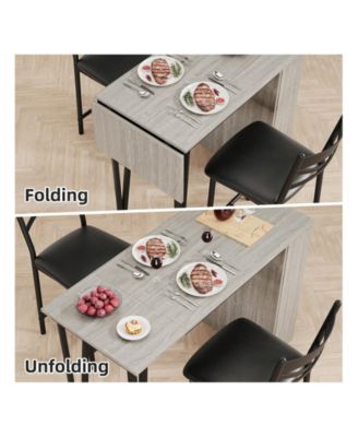 Kitchen Table 3Piece 36in Wooden Counter Height Dining Table Setfor Dining Room, Home Office, Living Room