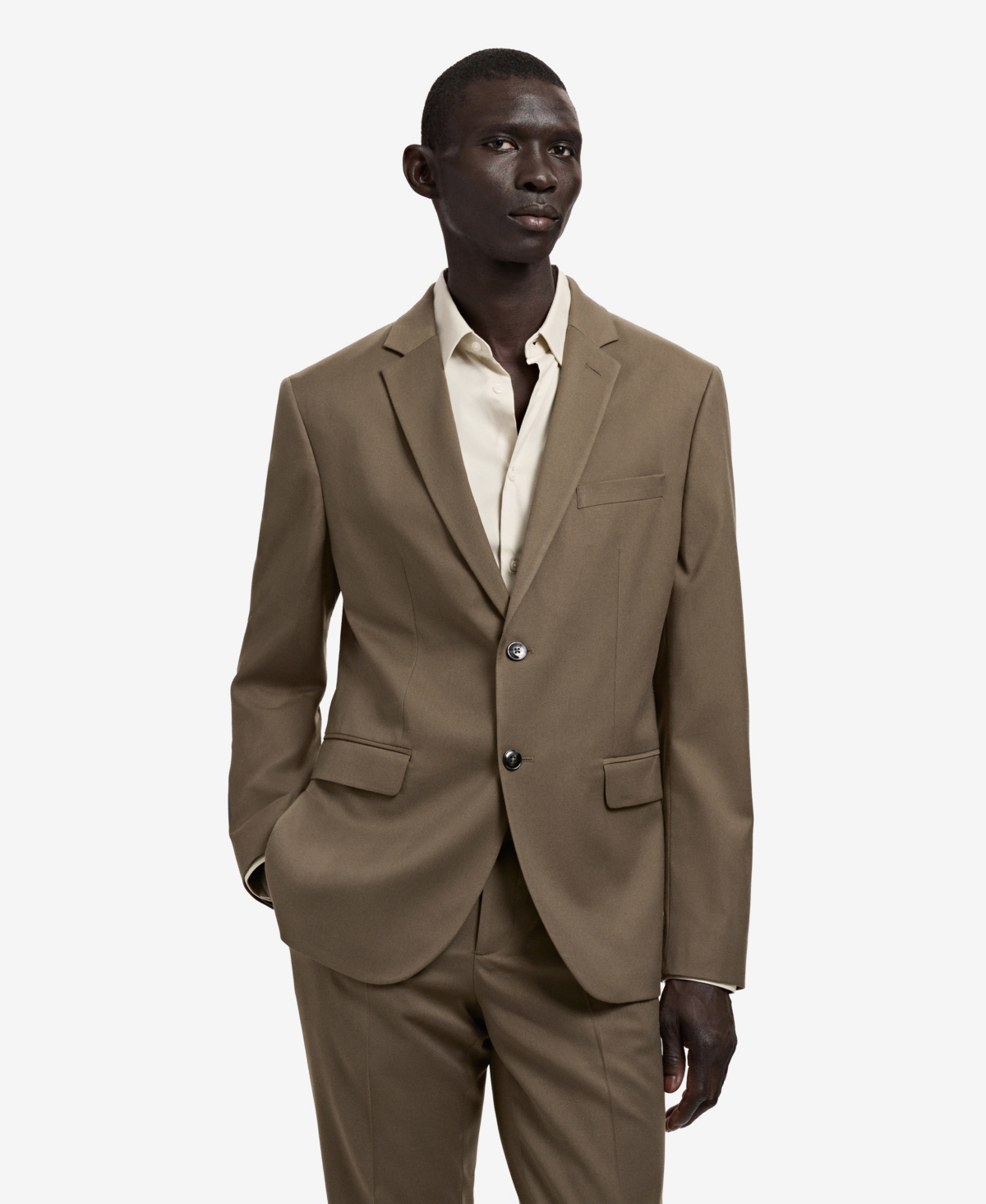 Mango Men's Stretch Fabric Super Slim-Fit Suit Jacket - Brown