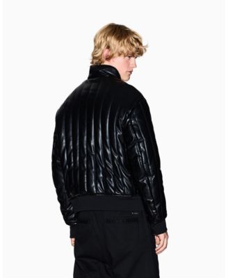Men's Quilted Faux-Leather Puffer Jacket