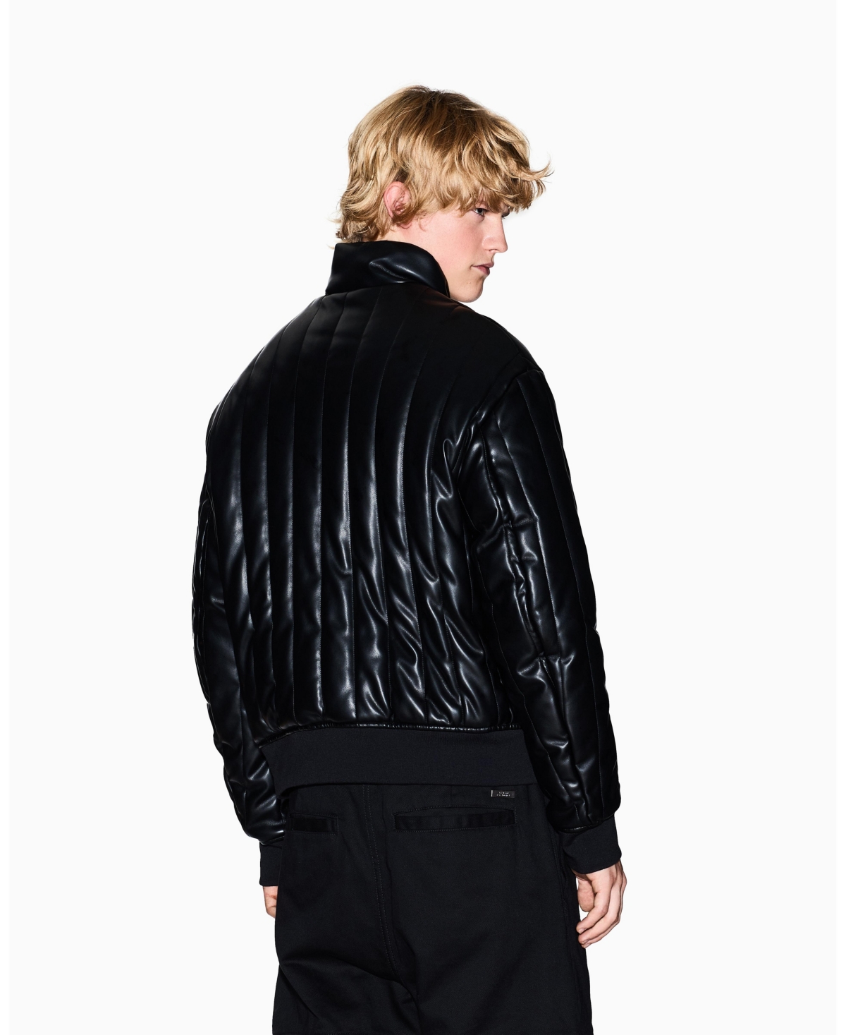 A|X Armani Exchange Men's Quilted Faux-Leather Puffer Jacket