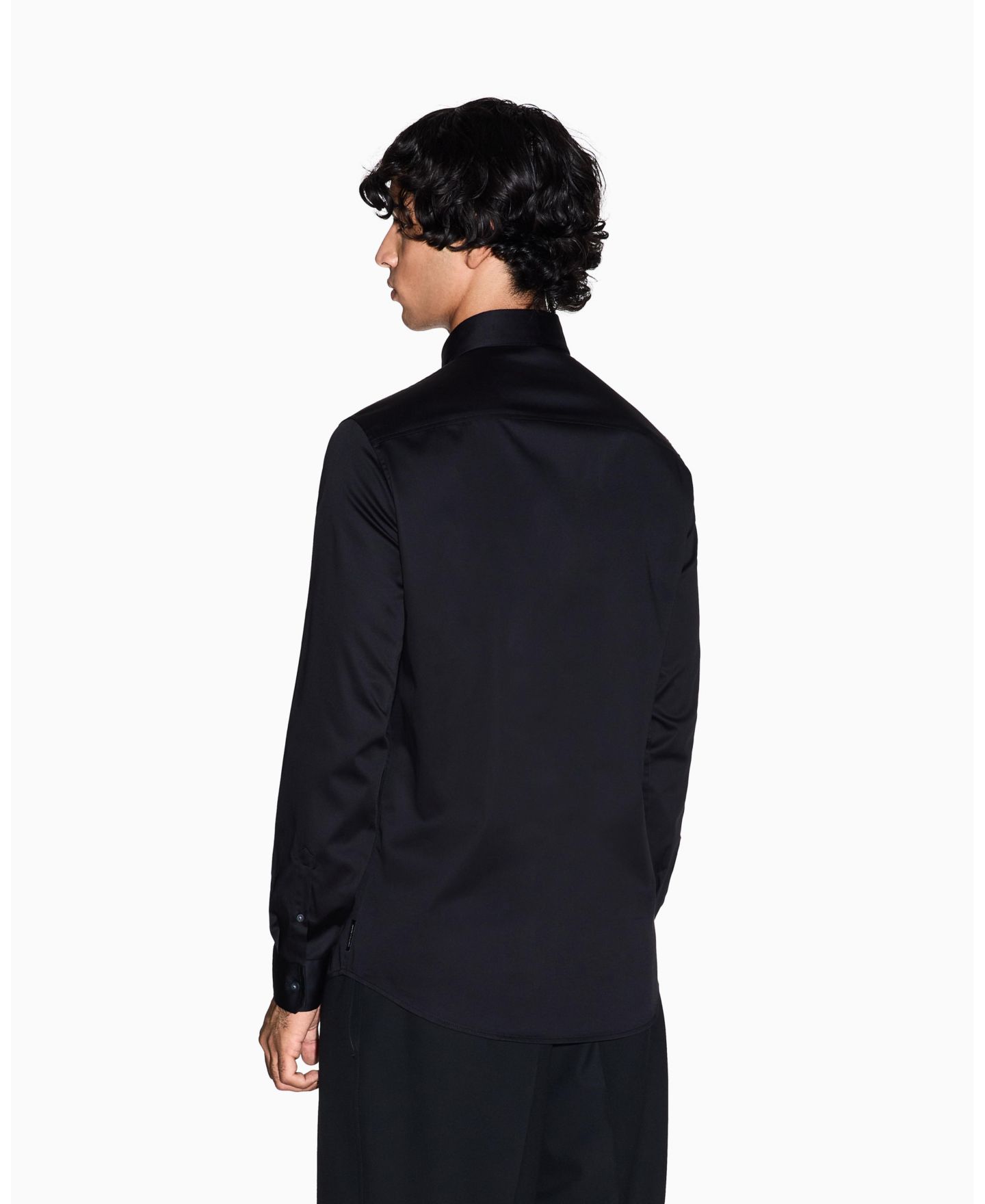 Мужская рубашка A|X Armani Exchange Night Lab Satin Box Woven, цвет: Чёрный — фото 5
