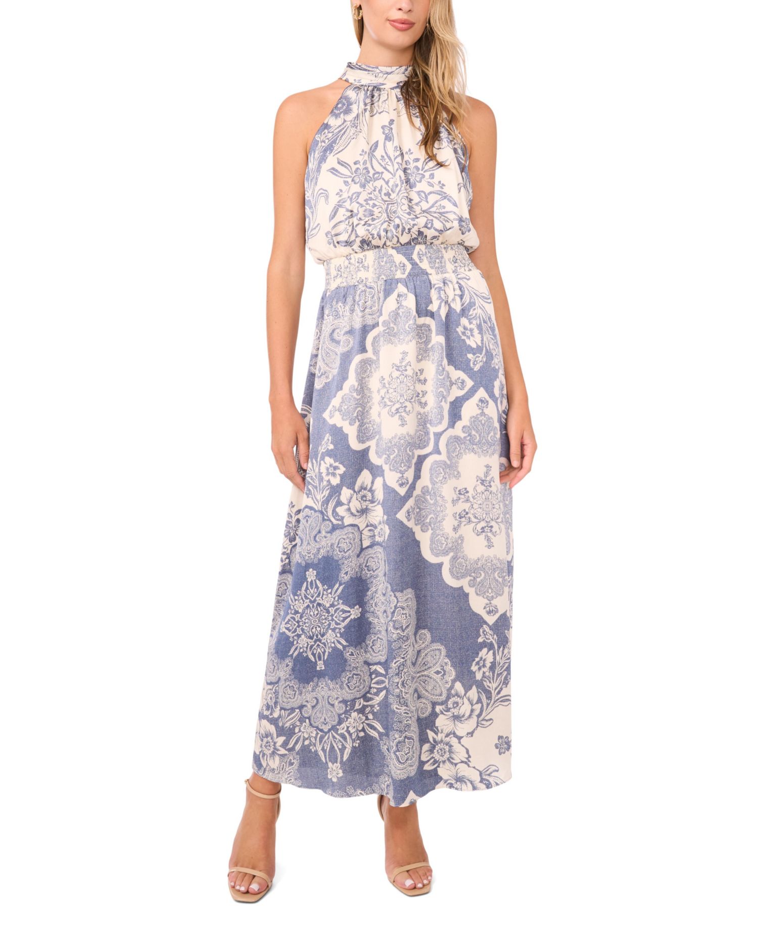 Women's Printed Halter Neck Maxi Dress