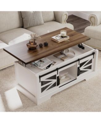 Lift Top Coffee Table with Storage Shelf and Hidden Compartment