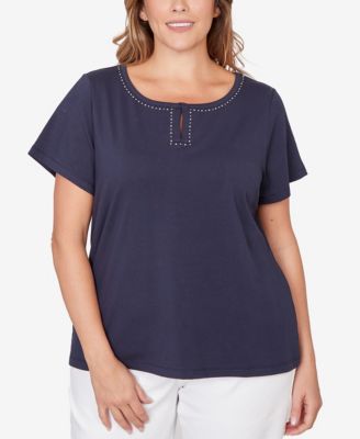 Plus Size Solid Short Sleeve Top