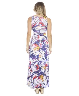 Women's Butterfly Scoop Neck Sleeveless A-Line Maxi Dress