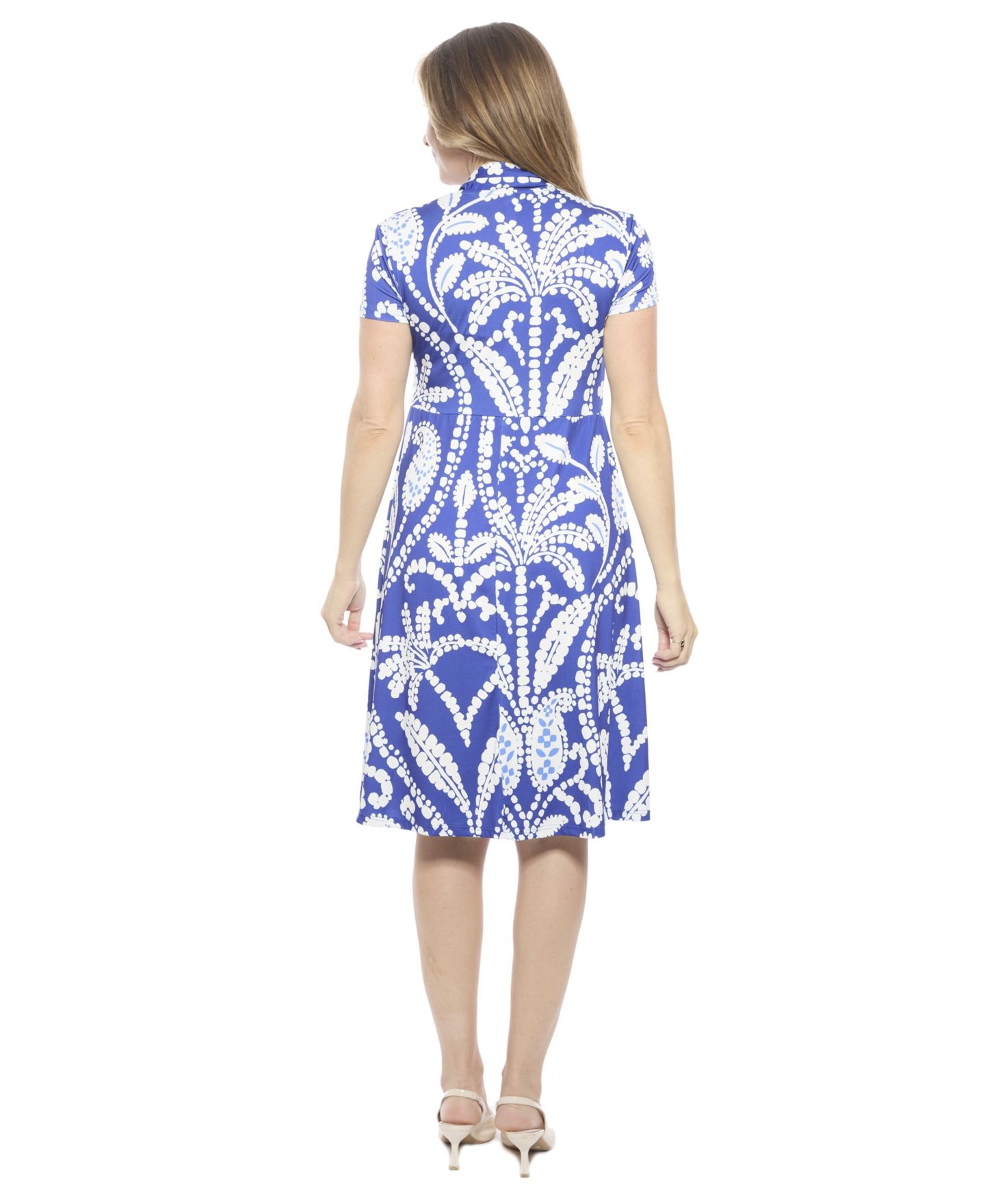 Женское платье 24seven Comfort Apparel Paisley V-Neck Short-Sleeve Faux Wrap Knee Length A-Line, цвет: С принтом — фото 3