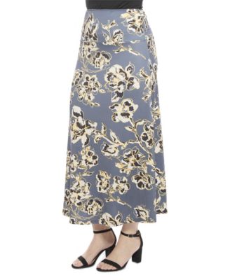 Women's Floral Elastic Waist A-Line Maxi Skirt
