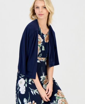 Petite 2-Pc. Floral Jersey Dress & Knit Jacket Set