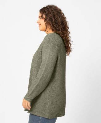 Plus Size Jersey Stitch Long Open Front Cardigan