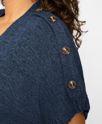 Plus Size Button Shoulder Flyaway Open Front Cardigan