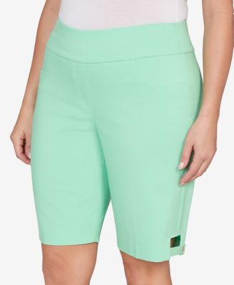 Plus Size Solid Tech Stretch Bermuda Shorts