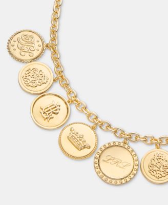Gold-Tone Coin Logo Frontal Necklace 