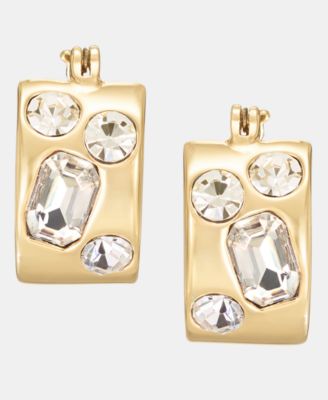 Small Crystal Hoop Earrings, 0.53" 