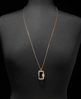 Crystal Link Pendant Necklace, 34" + 3" extender