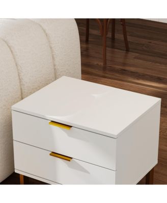 Bedside table with 2 Drawers, Nightstand with Metal Feet