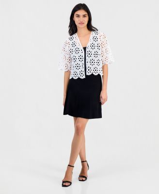 Petite Chemical Lace Open-Front Shrug