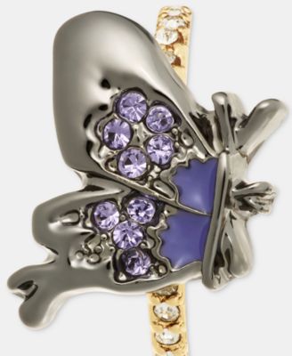 Small Pav&eacute; Butterfly C-Hoop Earrings, 0.62"