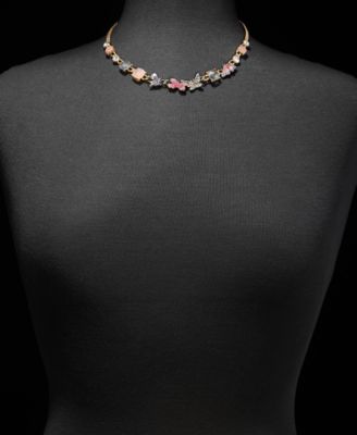 Mixed Stone Butterfly Collar Necklace, 16" + 3" extender