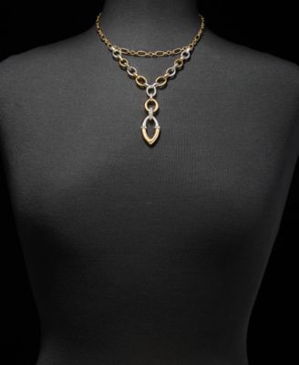 Linked Layered Lariat Necklace, 16" + 3" extender