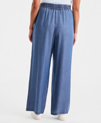 Women's Chambray Pull-On Wide-Leg Pants
