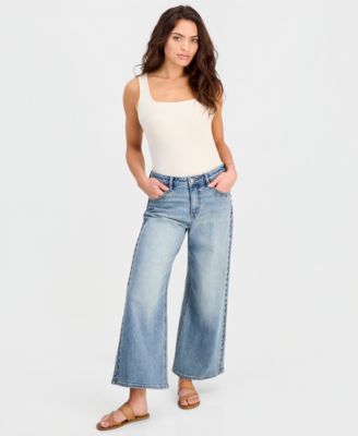 Petite Studded Wide-Leg Jeans