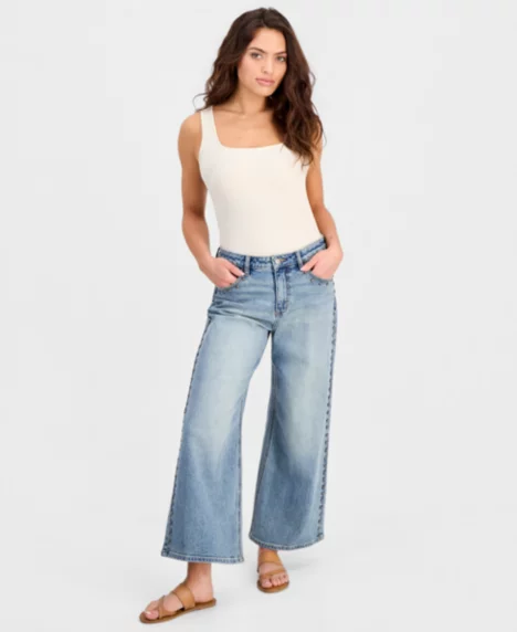 Petite Studded Wide-Leg Jeans - Lorene