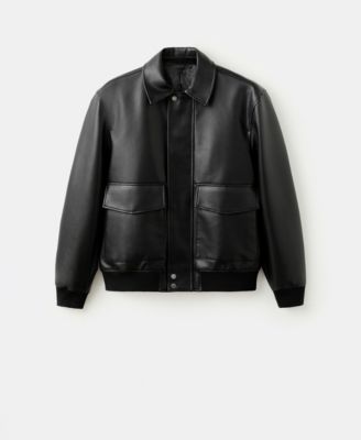 Men's Pockets Faux-Leather Jacket