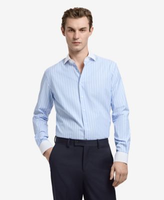 Men's Striped-Print Slim-Fit Dress Shirt
