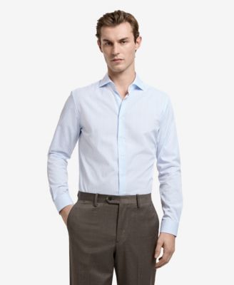 Men's Slim Fit Cotton Striped Dress Shirt