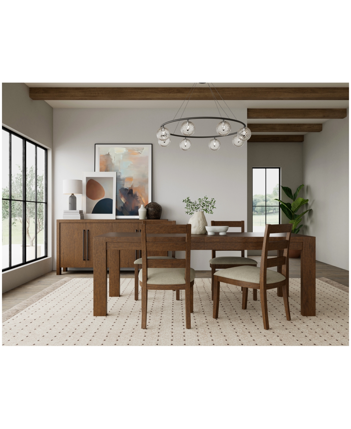Davie Rectangular 5pc Dining Set (Table & 4 Ladder Side Chairs)