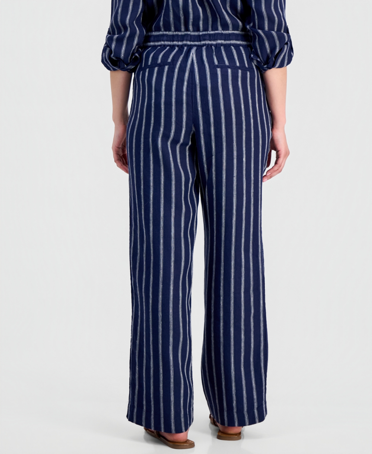 Charter Club Petite Linen Savannah Stripe Drawstring Pants, Macy's Exclusive