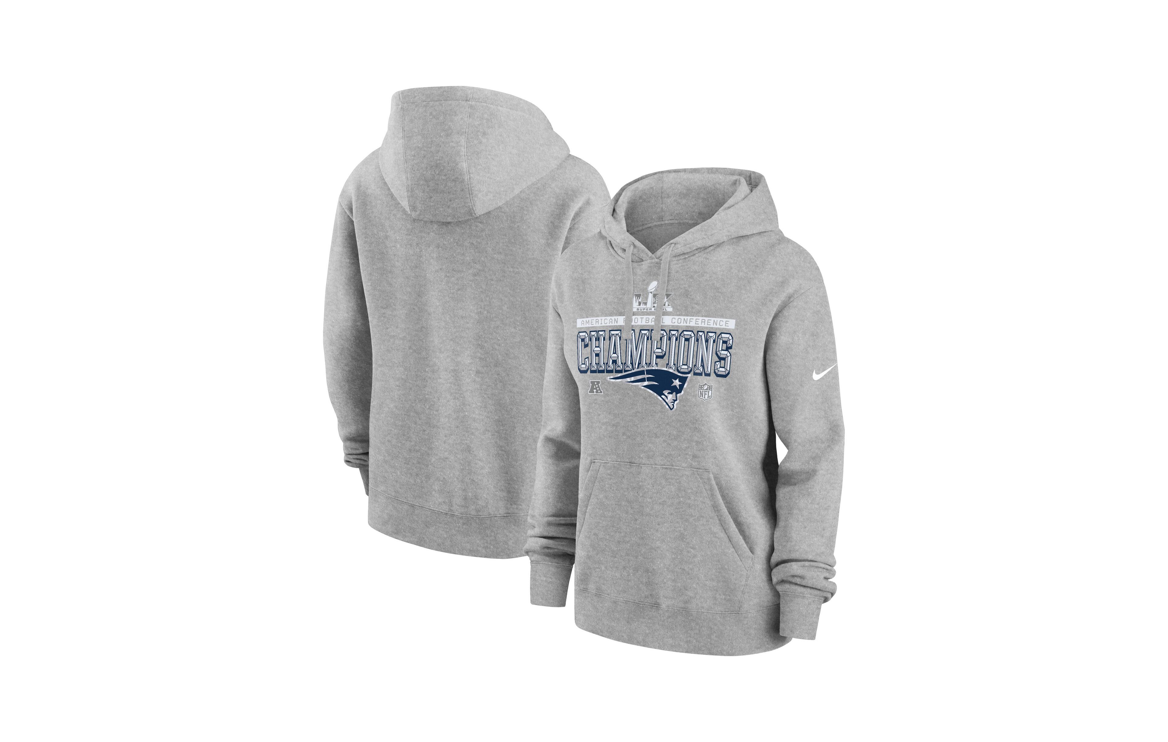 Nike Women's Dark Heather Gray New England Patriots2026 Afc Conference Champs Locker Room Trophy Collection Hoodie