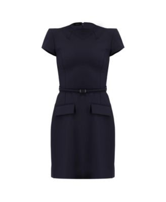 Women's Short Dress with Belt And Faux Pockets