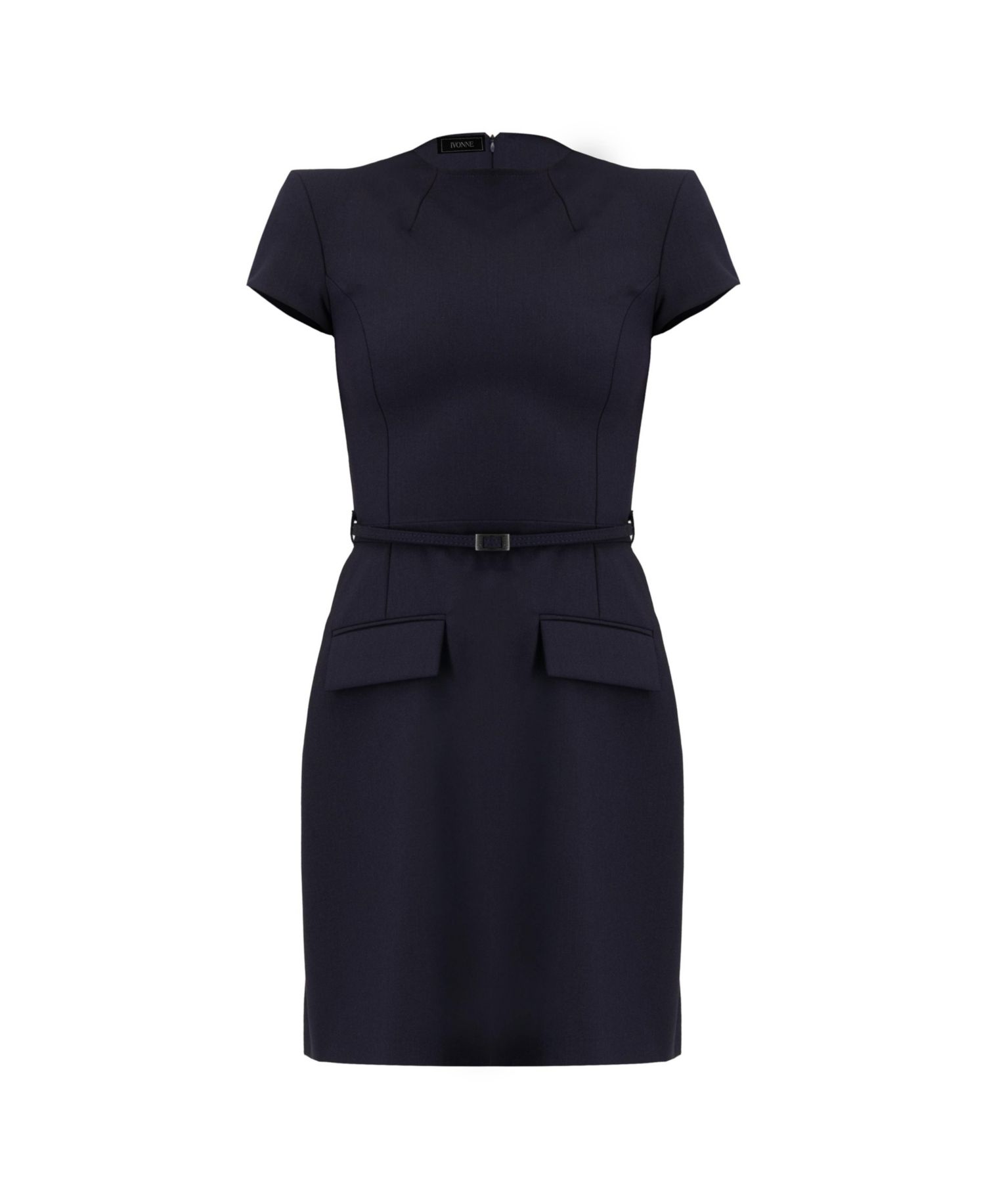 Women's Short Dress with Belt And Faux Pockets