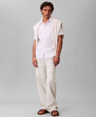 Men's Solid Seersucker Classic Button-Down Shirt