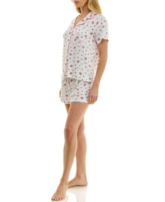 Women's Wonder Rib Notch Collar Top & Shorts, 2-Piece Set