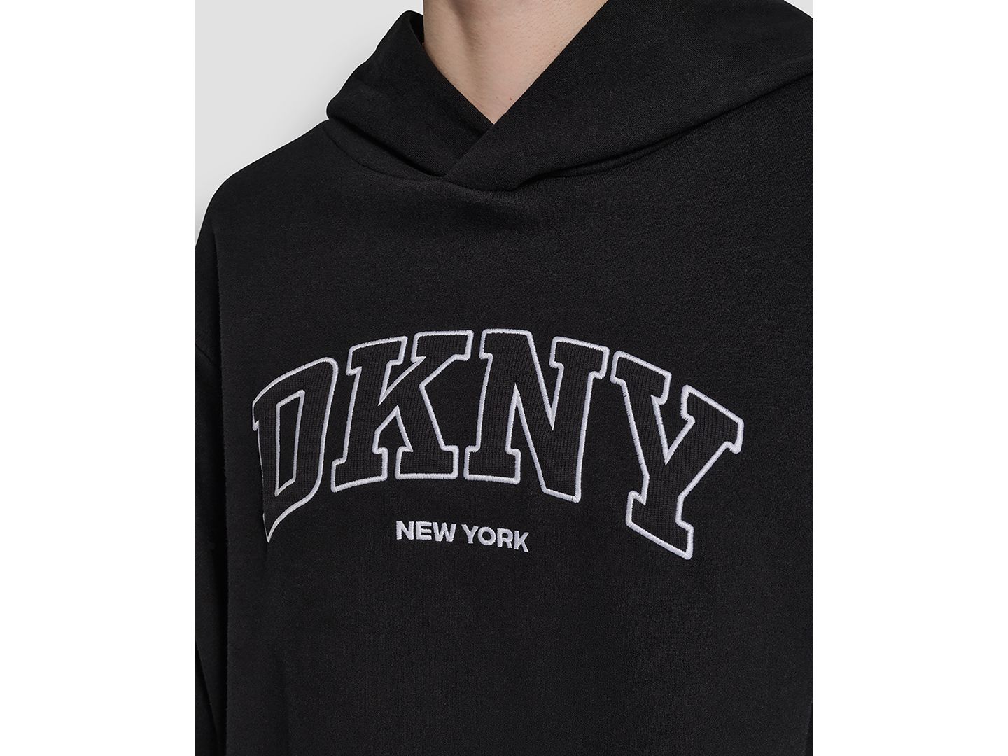 Женское худи DKNY Sport 3D Puff Applique Varsity Logo Oversized, цвет: Чёрный — фото 4