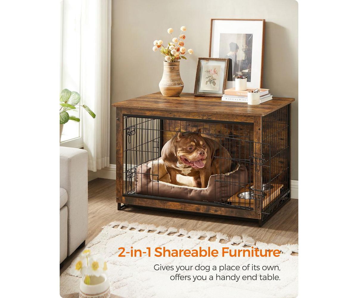 Cozito Indoor Dog Crate Furniture with Double Doors, Reversible Side Door, Removable Tray, 38.6" L, Top 154 lb