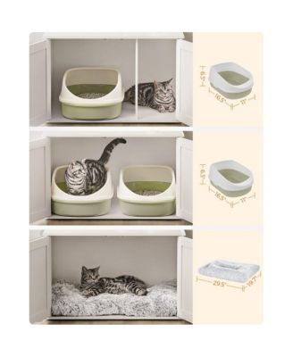 Litter Box Enclosure Cabinet with Divider, Barn-Style Doors, Hidden Litter Furniture, Multi-Use Top